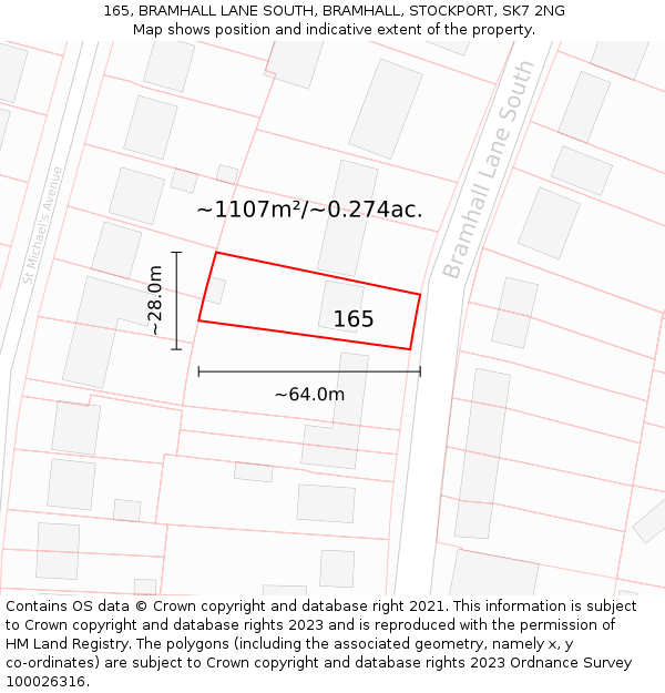 165, BRAMHALL LANE SOUTH, BRAMHALL, STOCKPORT, SK7 2NG: Plot and title map