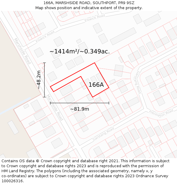 166A, MARSHSIDE ROAD, SOUTHPORT, PR9 9SZ: Plot and title map