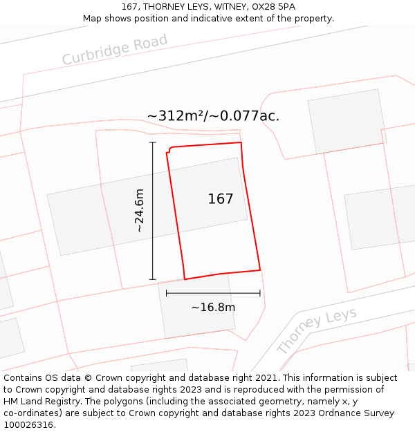 167, THORNEY LEYS, WITNEY, OX28 5PA: Plot and title map