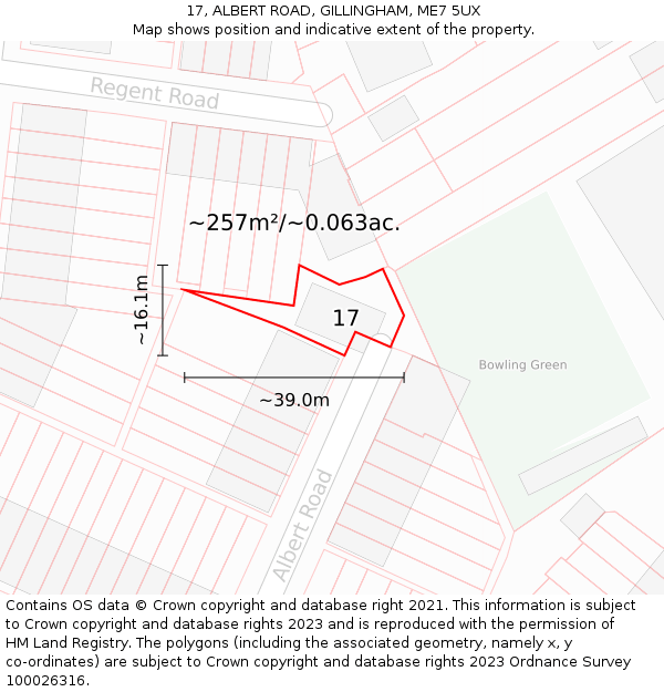 17, ALBERT ROAD, GILLINGHAM, ME7 5UX: Plot and title map