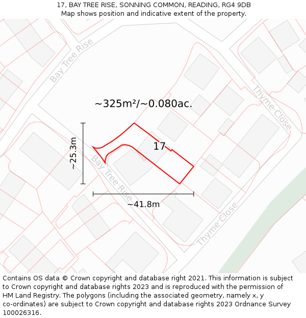 17, BAY TREE RISE, SONNING COMMON, READING, RG4 9DB: Plot and title map