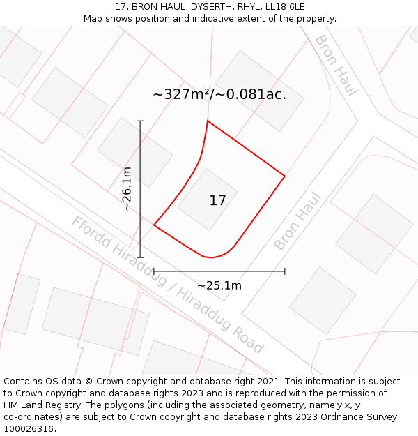 17, BRON HAUL, DYSERTH, RHYL, LL18 6LE: Plot and title map