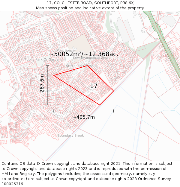 17, COLCHESTER ROAD, SOUTHPORT, PR8 6XJ: Plot and title map