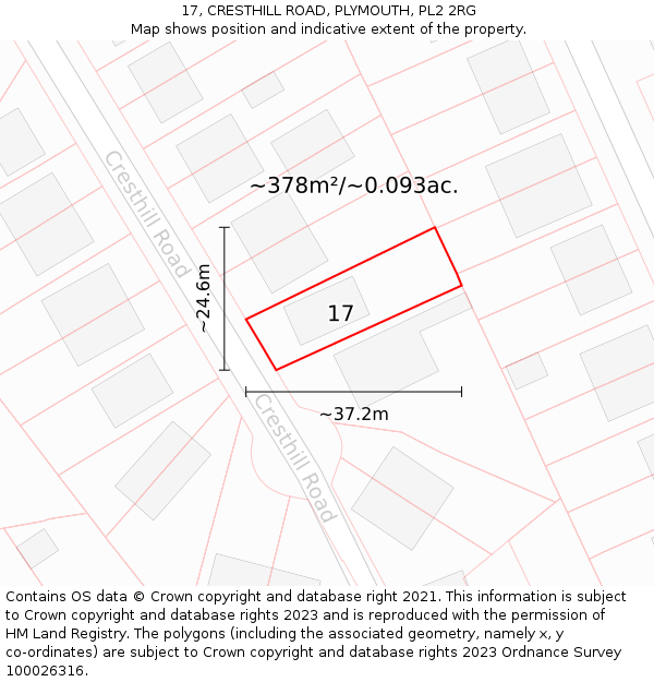 17, CRESTHILL ROAD, PLYMOUTH, PL2 2RG: Plot and title map