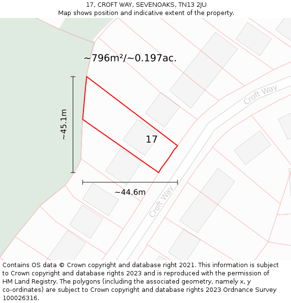 17, CROFT WAY, SEVENOAKS, TN13 2JU: Plot and title map