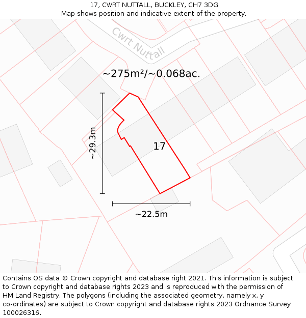 17, CWRT NUTTALL, BUCKLEY, CH7 3DG: Plot and title map