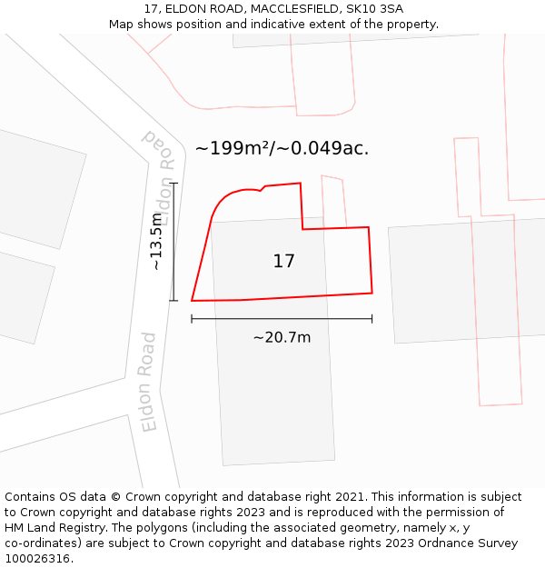 17, ELDON ROAD, MACCLESFIELD, SK10 3SA: Plot and title map