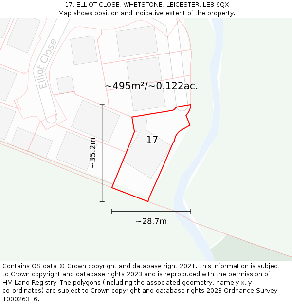 17, ELLIOT CLOSE, WHETSTONE, LEICESTER, LE8 6QX: Plot and title map