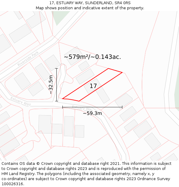 17, ESTUARY WAY, SUNDERLAND, SR4 0RS: Plot and title map