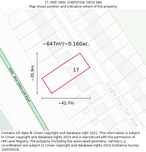 17, FAIR VIEW, CHEPSTOW, NP16 5BX: Plot and title map