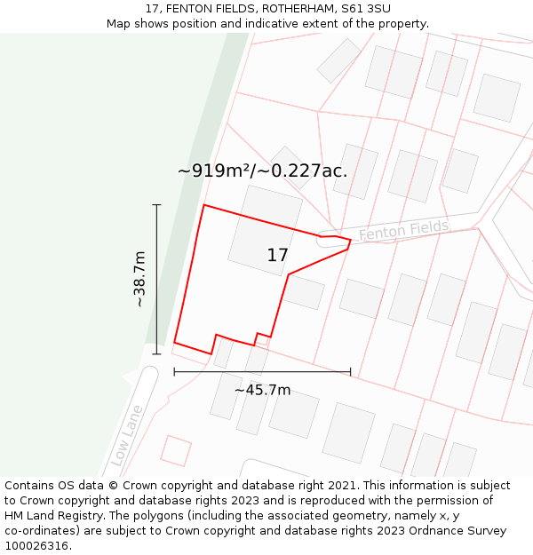 17, FENTON FIELDS, ROTHERHAM, S61 3SU: Plot and title map