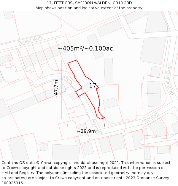 17, FITZPIERS, SAFFRON WALDEN, CB10 2BD: Plot and title map