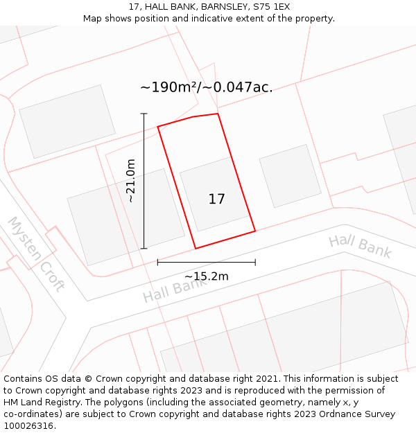 17, HALL BANK, BARNSLEY, S75 1EX: Plot and title map