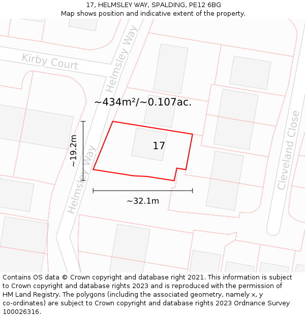 17, HELMSLEY WAY, SPALDING, PE12 6BG: Plot and title map