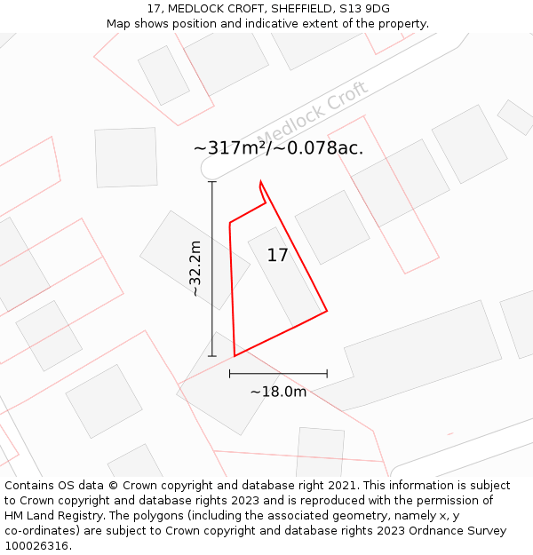 17, MEDLOCK CROFT, SHEFFIELD, S13 9DG: Plot and title map