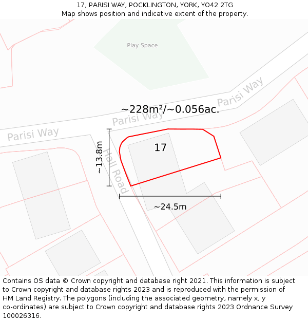 17, PARISI WAY, POCKLINGTON, YORK, YO42 2TG: Plot and title map