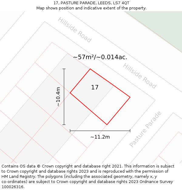 17, PASTURE PARADE, LEEDS, LS7 4QT: Plot and title map