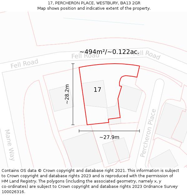 17, PERCHERON PLACE, WESTBURY, BA13 2GR: Plot and title map