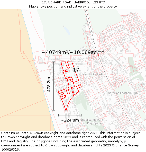 17, RICHARD ROAD, LIVERPOOL, L23 8TD: Plot and title map