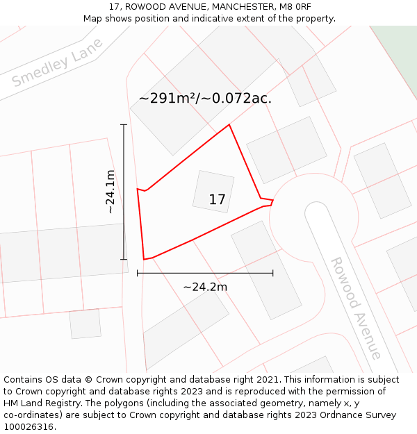 17, ROWOOD AVENUE, MANCHESTER, M8 0RF: Plot and title map