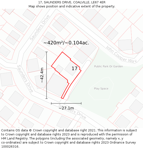 17, SAUNDERS DRIVE, COALVILLE, LE67 4ER: Plot and title map