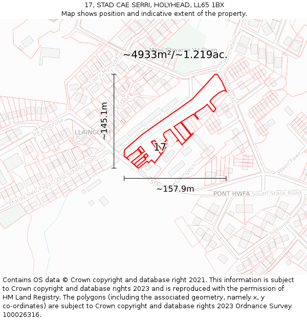 17, STAD CAE SERRI, HOLYHEAD, LL65 1BX: Plot and title map