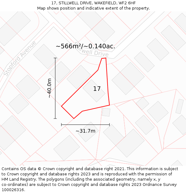 17, STILLWELL DRIVE, WAKEFIELD, WF2 6HF: Plot and title map