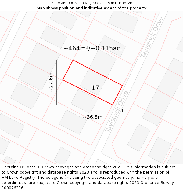 17, TAVISTOCK DRIVE, SOUTHPORT, PR8 2RU: Plot and title map