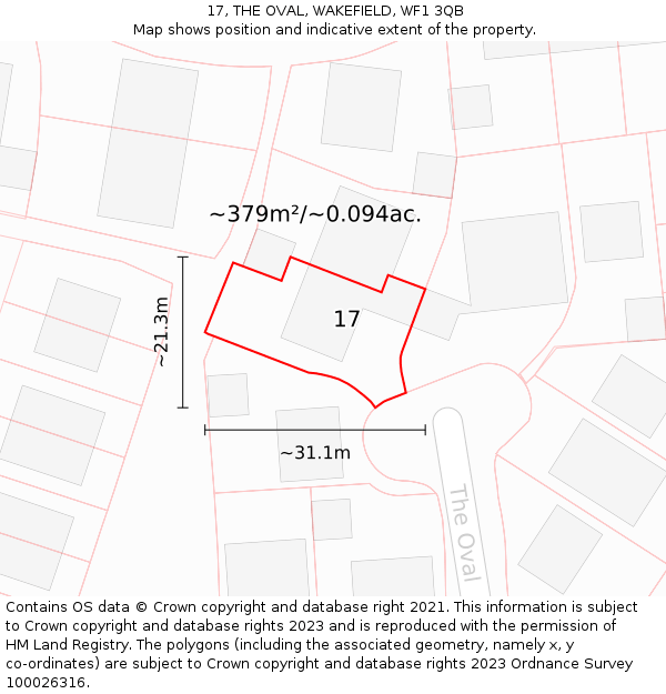 17, THE OVAL, WAKEFIELD, WF1 3QB: Plot and title map