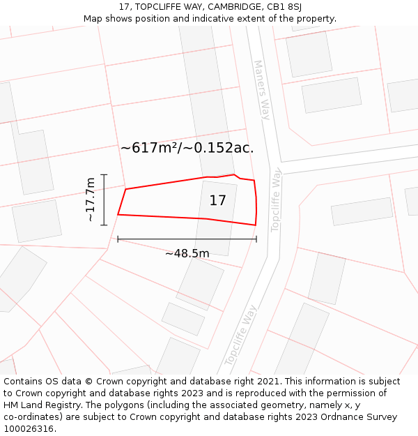 17, TOPCLIFFE WAY, CAMBRIDGE, CB1 8SJ: Plot and title map