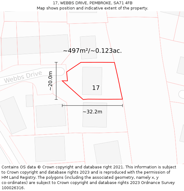 17, WEBBS DRIVE, PEMBROKE, SA71 4FB: Plot and title map