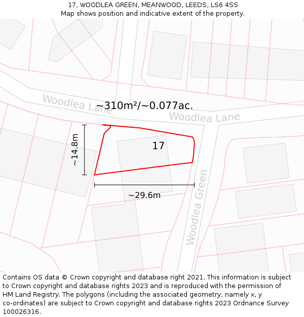 17, WOODLEA GREEN, MEANWOOD, LEEDS, LS6 4SS: Plot and title map