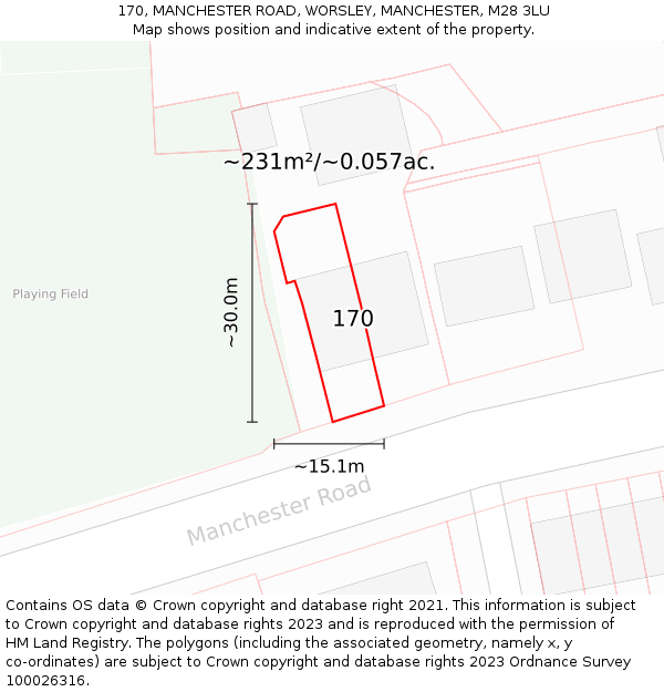 170, MANCHESTER ROAD, WORSLEY, MANCHESTER, M28 3LU: Plot and title map