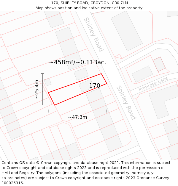 170, SHIRLEY ROAD, CROYDON, CR0 7LN: Plot and title map