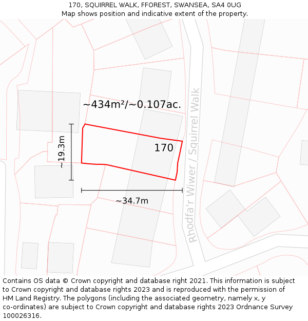 170, SQUIRREL WALK, FFOREST, SWANSEA, SA4 0UG: Plot and title map