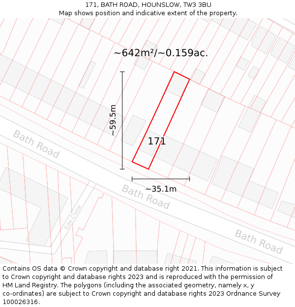 171, BATH ROAD, HOUNSLOW, TW3 3BU: Plot and title map