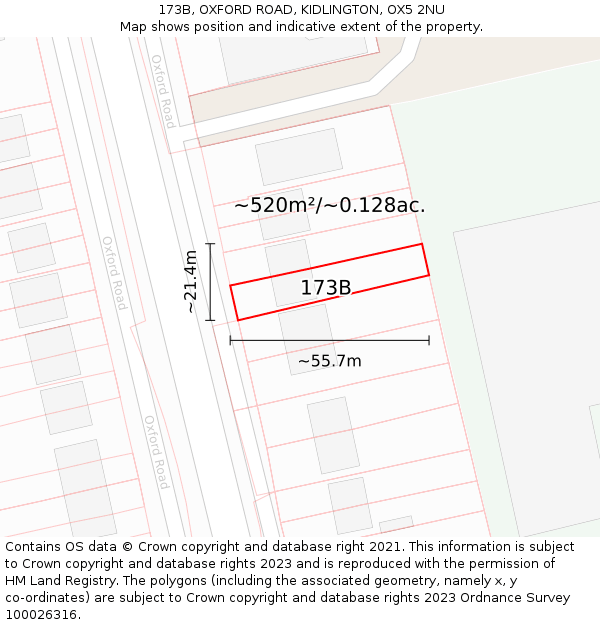 173B, OXFORD ROAD, KIDLINGTON, OX5 2NU: Plot and title map