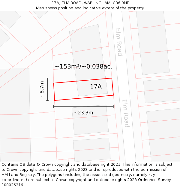 17A, ELM ROAD, WARLINGHAM, CR6 9NB: Plot and title map