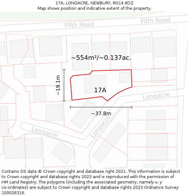 17A, LONGACRE, NEWBURY, RG14 6DZ: Plot and title map