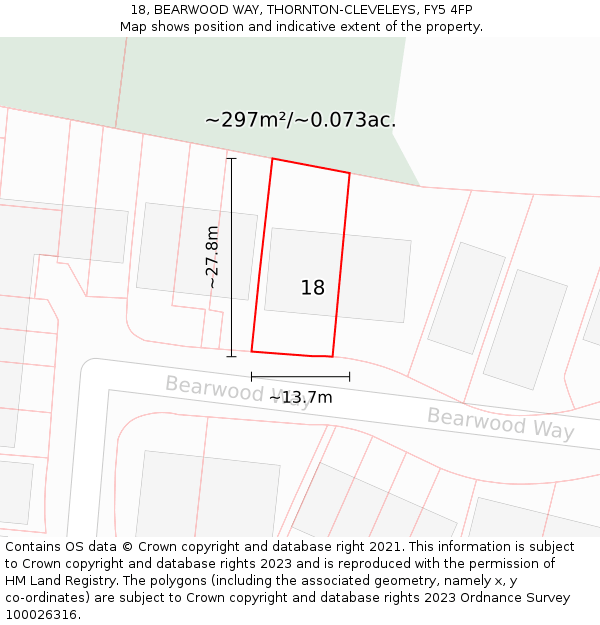 18, BEARWOOD WAY, THORNTON-CLEVELEYS, FY5 4FP: Plot and title map