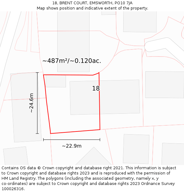 18, BRENT COURT, EMSWORTH, PO10 7JA: Plot and title map