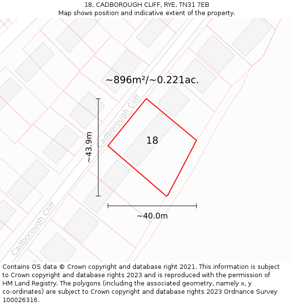 18, CADBOROUGH CLIFF, RYE, TN31 7EB: Plot and title map