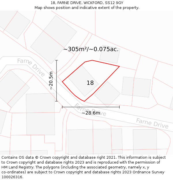 18, FARNE DRIVE, WICKFORD, SS12 9GY: Plot and title map