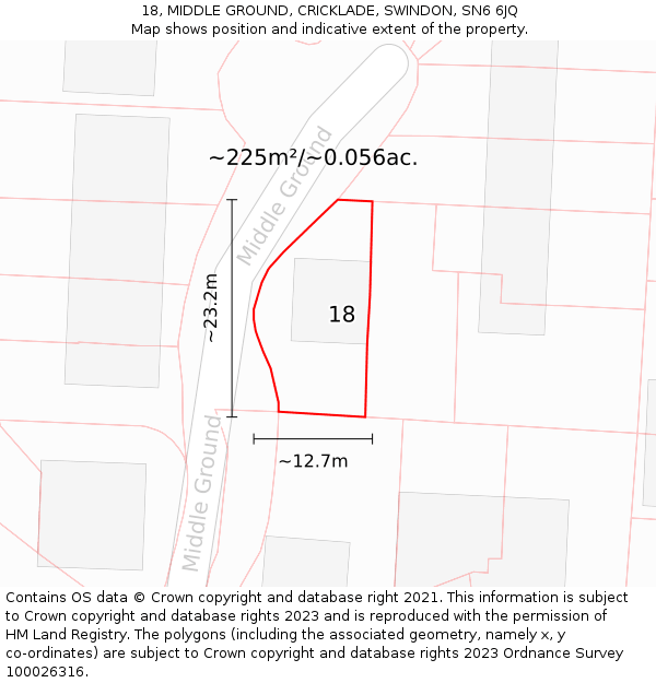 18, MIDDLE GROUND, CRICKLADE, SWINDON, SN6 6JQ: Plot and title map