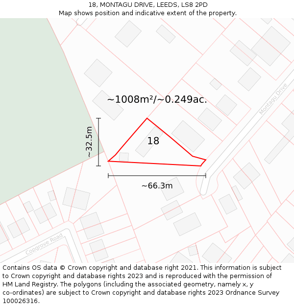 18, MONTAGU DRIVE, LEEDS, LS8 2PD: Plot and title map