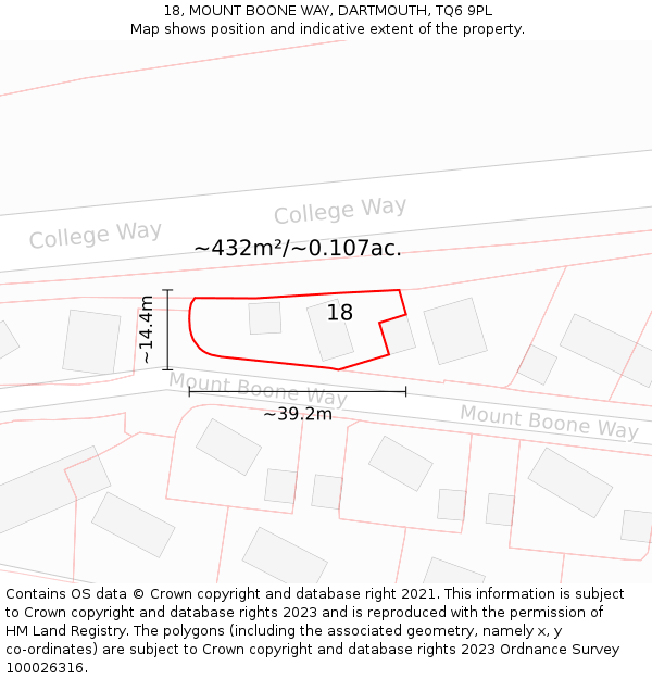 18, MOUNT BOONE WAY, DARTMOUTH, TQ6 9PL: Plot and title map