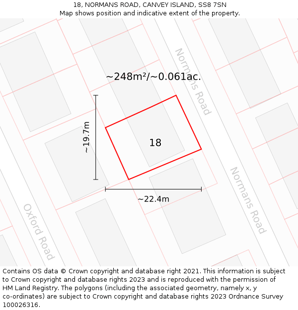 18, NORMANS ROAD, CANVEY ISLAND, SS8 7SN: Plot and title map