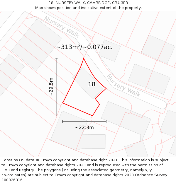 18, NURSERY WALK, CAMBRIDGE, CB4 3PR: Plot and title map