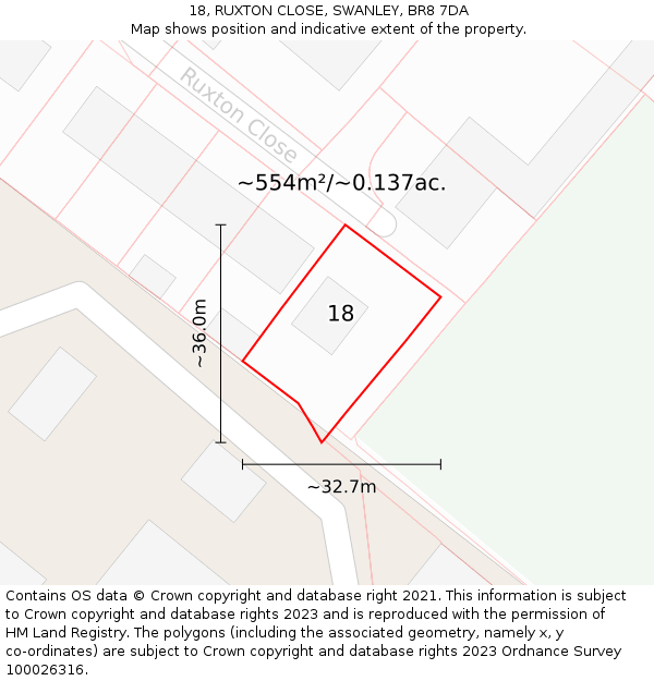 18, RUXTON CLOSE, SWANLEY, BR8 7DA: Plot and title map