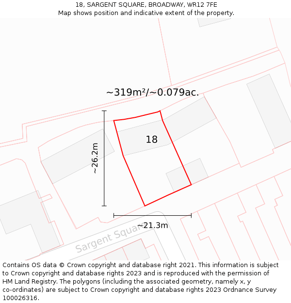 18, SARGENT SQUARE, BROADWAY, WR12 7FE: Plot and title map